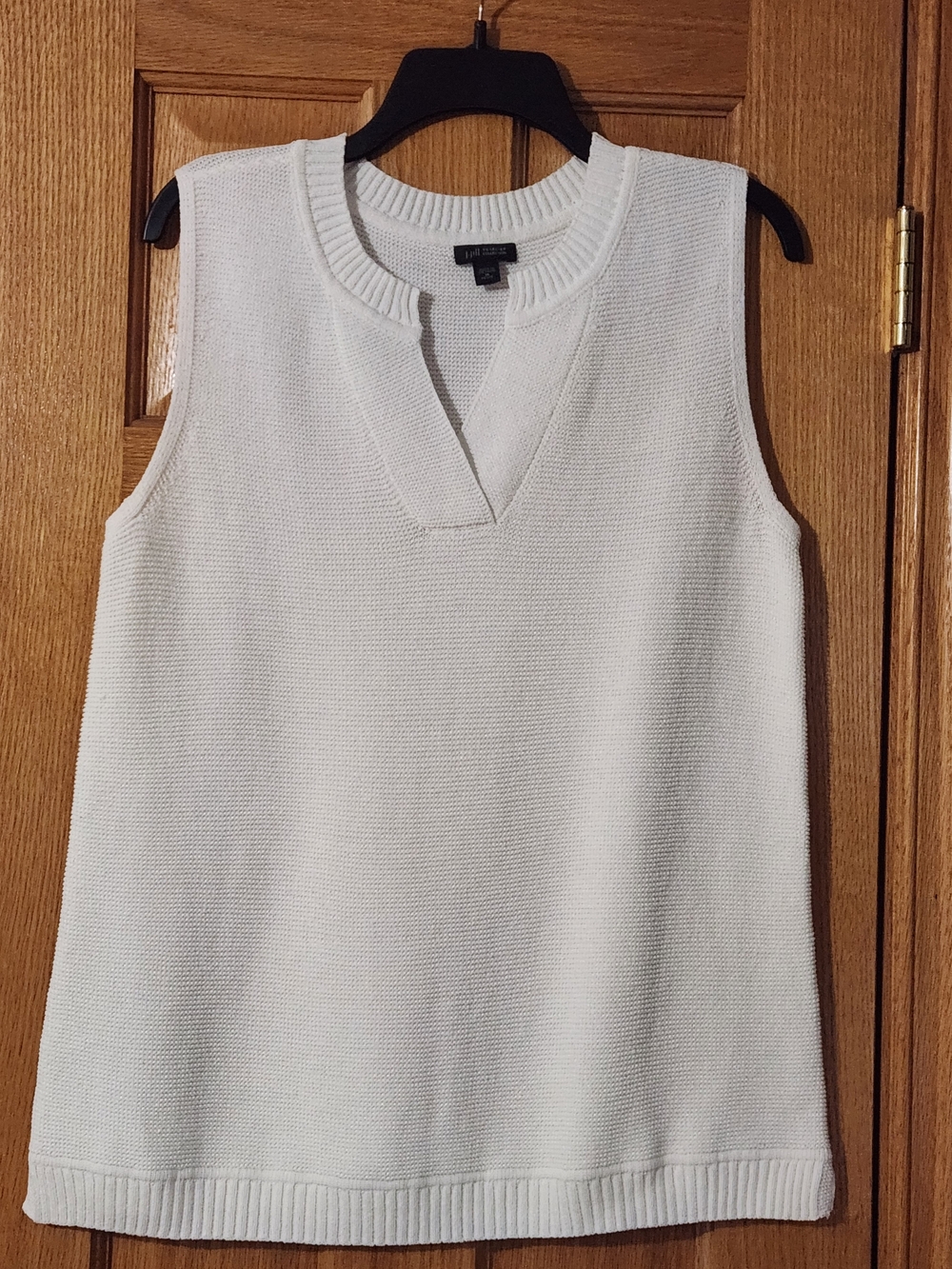 J.Jill Wearever Textured Knit Tennis Sweater Vest Women Sz MP White Minimalist